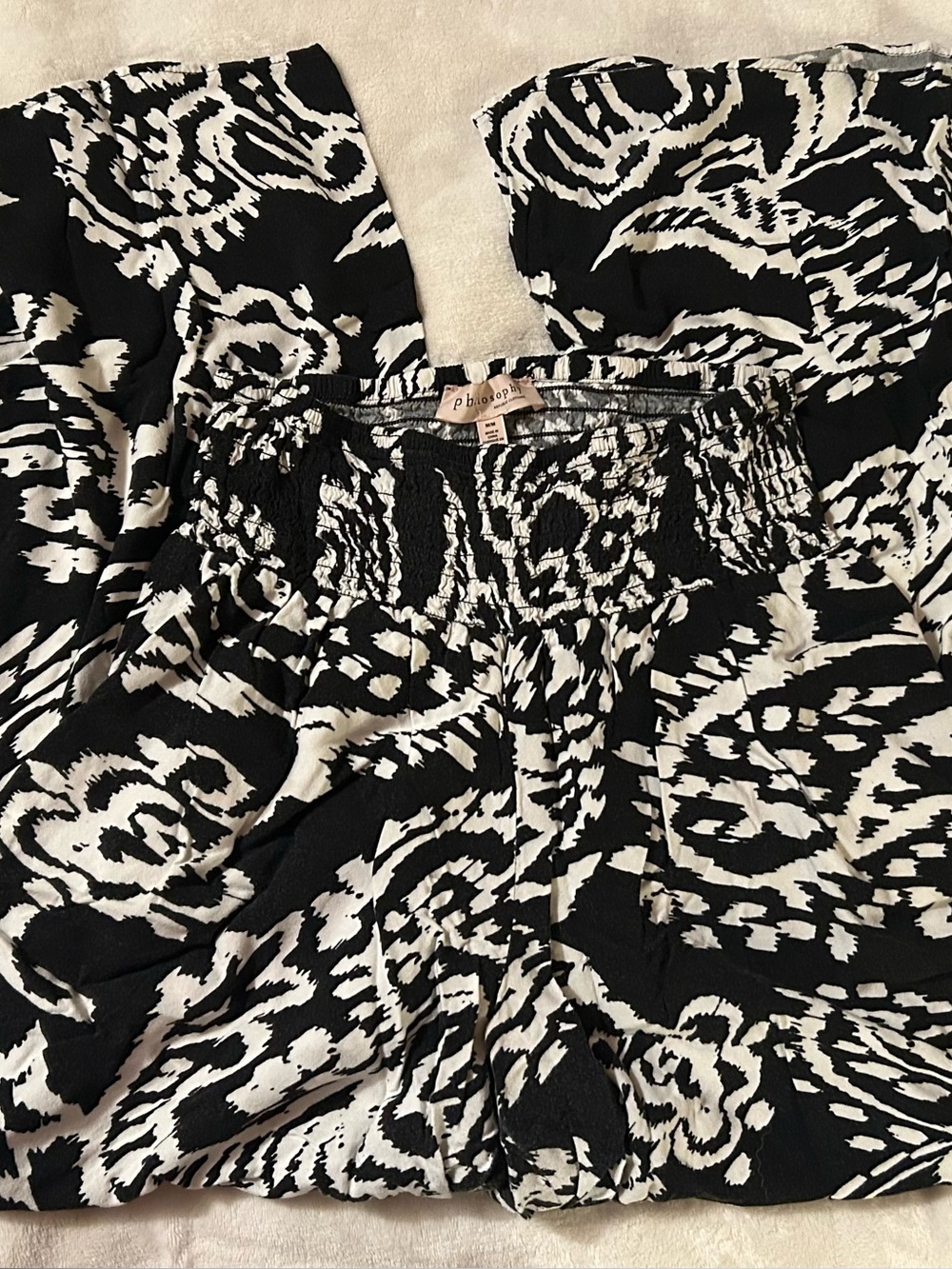 Black & White Printed Wide-Leg Jumpsuit